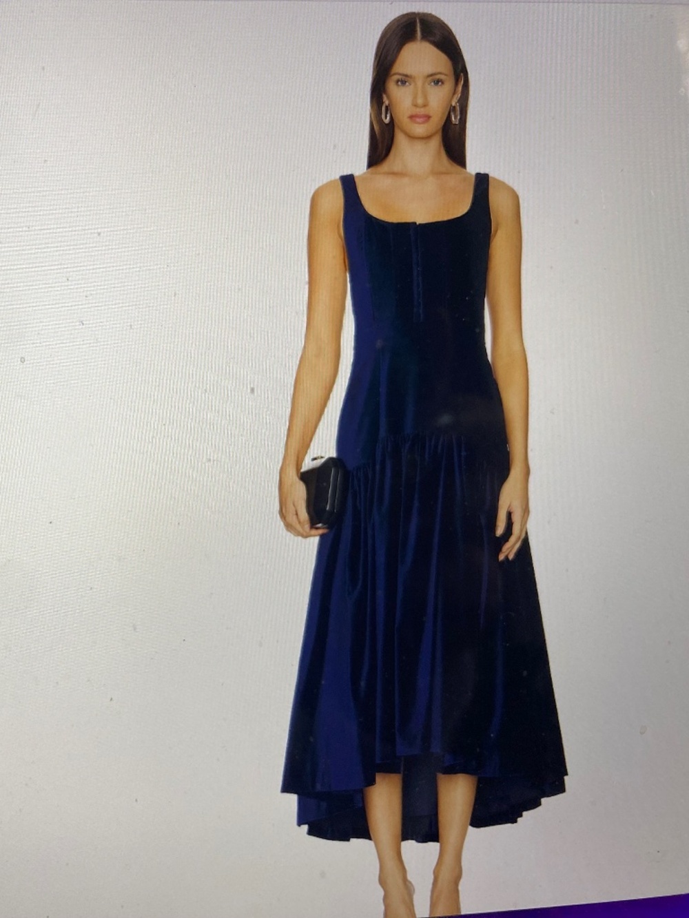 Alice & Olivia Diana structured Midi dress, Navy Velvet, Size 10, never worn